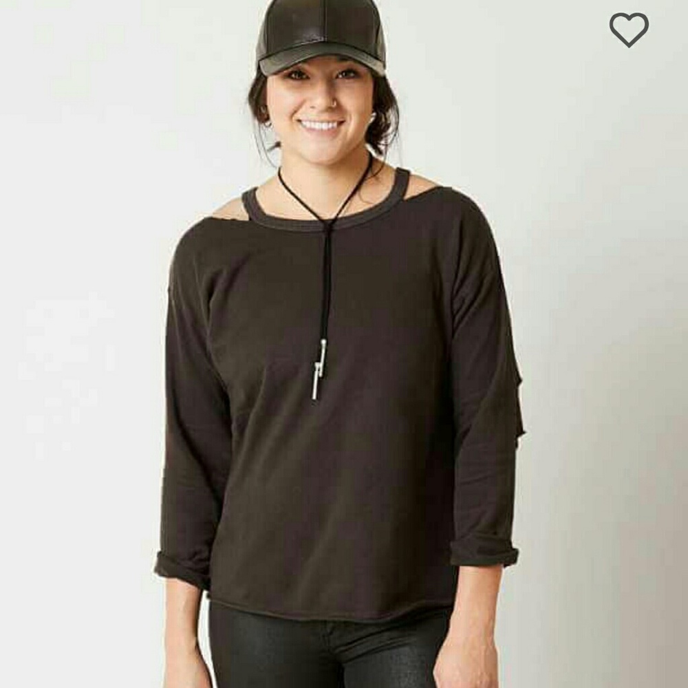 GILDED INTENT cold shoulder sweatshirt...
